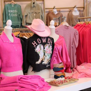 pink clothing in a boutique
