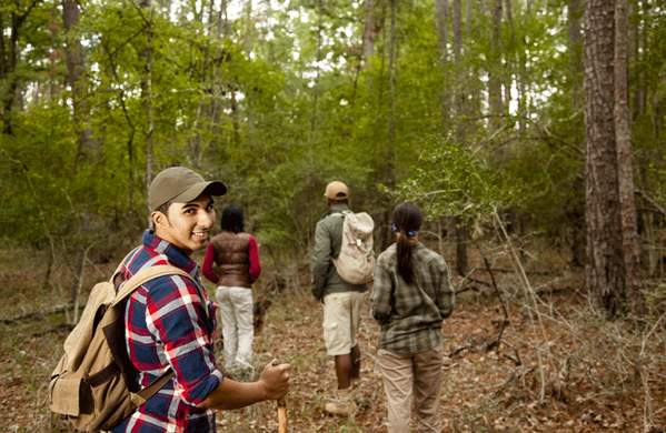 Group of Friends Hiking in Southeast Texas
