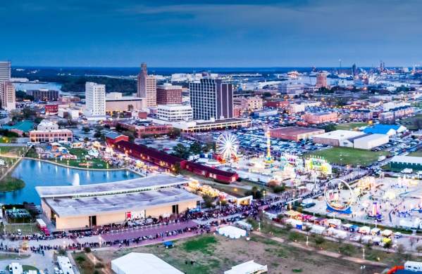 Aerial view of downtown Beaumont