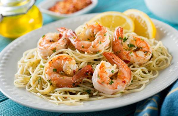 Garlic shrimp and pasta