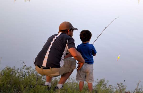 A father and son fishing at Sutton Wilderness Park