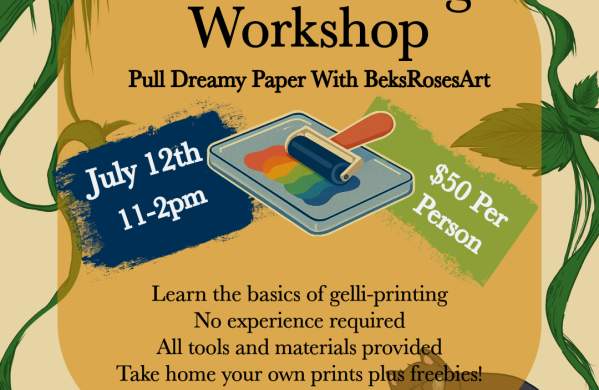 Gelli-Printing Workshop with Local Artist BeksRoses on 7/12