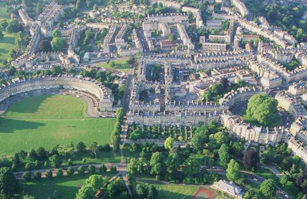 Bath - Aerial View of the Circus and Crescent