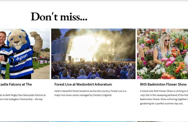 What's on Events featured spots on Visit Bath