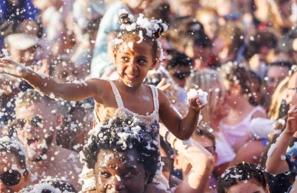 Family foam party at Bristol International Balloon Fiesta - Credit Paul Box