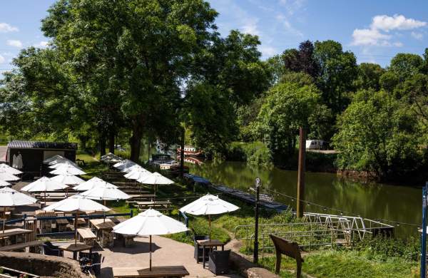 Riverside pub garden at The Chequers in Hanham - credit Youngs