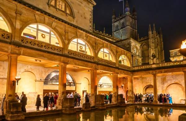 The Roman Baths at night