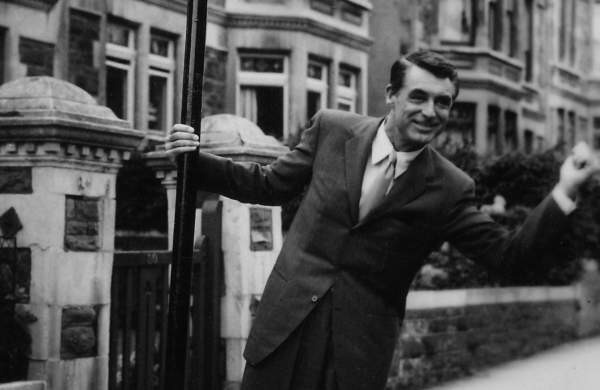 A black and white image of Cary Grant on the street where he was born in Horfield, Bristol - credit Bristol Post