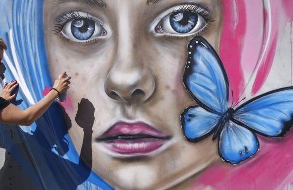 An artwork at the Upfest street art festival on North Street, Bristol