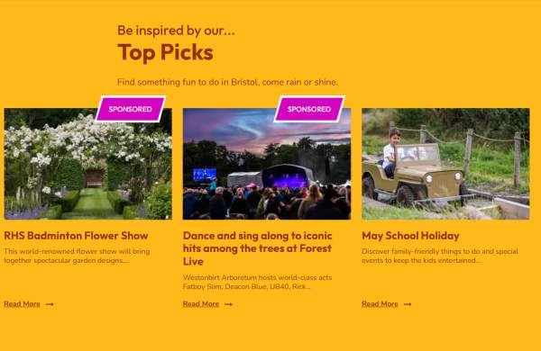 What's On featured spots on Visit Bristol