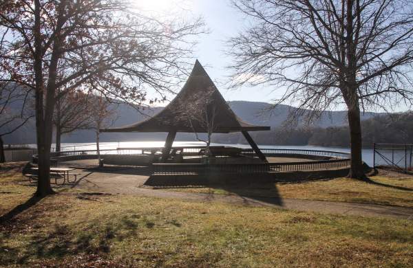 the Raystown Lake Pagoda in wintertime