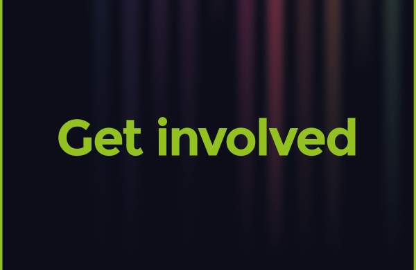 a graphic that reads 'get involved'