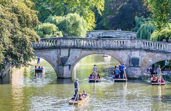 Team building activities in Cambridge, punting on the River Cam.