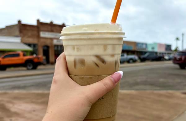 iced coffee in downtown Rockport