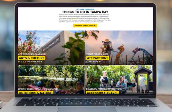 Destination Travel Network placements on the Visit Tampa Bay website