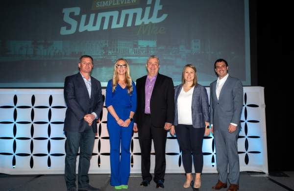 The Travel Unpacked lunch panel posing for a photo at Simpleview Summit 2024.