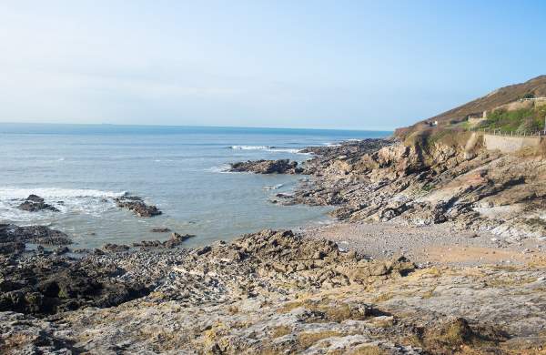Overview shot of Limeslade Bay Beach