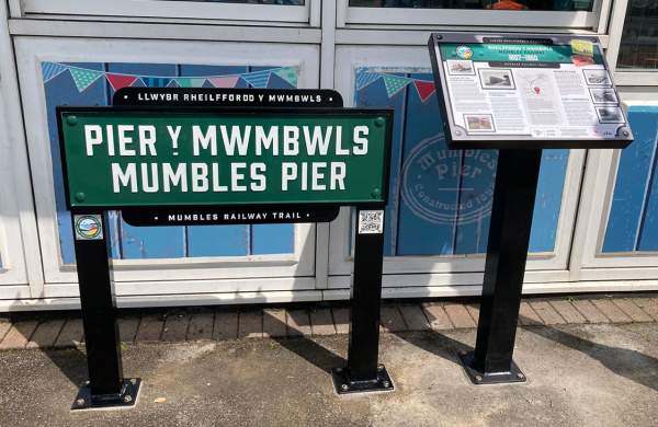 Mumbles Pier replica railway sign