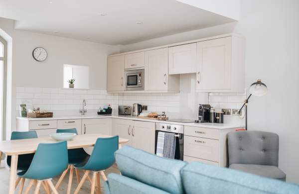 Kitchen in a light self-catering cottage