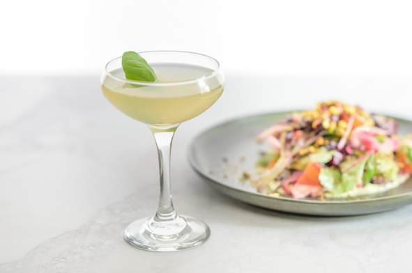 cocktail and food shot
