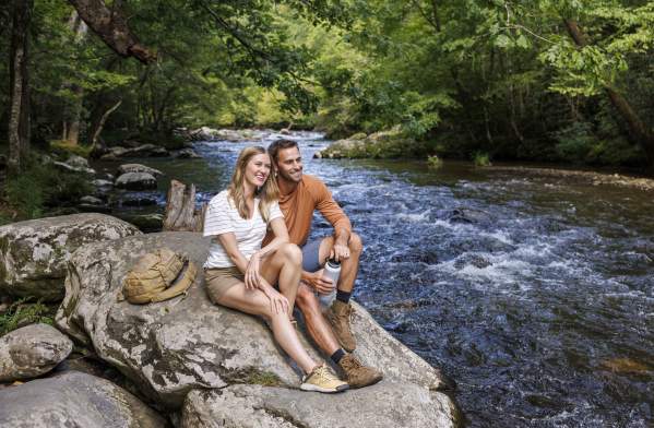 Couple on river in Smokies