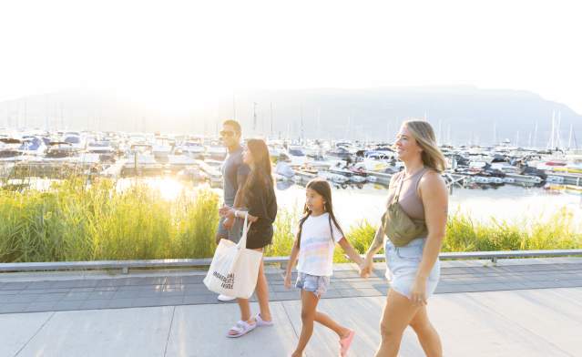 Family on Waterfront Boardwalk Downtown 1