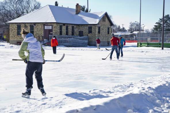 Ice skating, kids, ice, outdoors