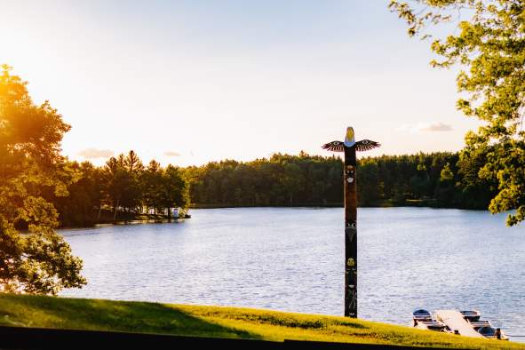 Scenic lake at Wisconsin Lions Camp in the summertime