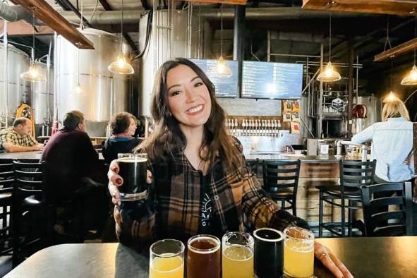 jess with a flight of beer to try