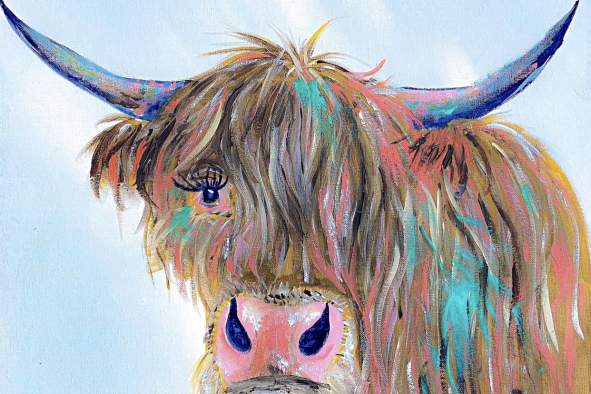 Learn to Paint Chelsea the Colorful Highland Cow!