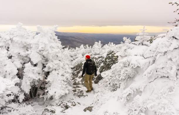 Hiking at Mt. Mansfield in Winter