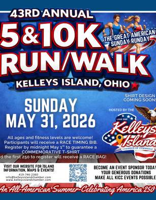 43rd Annual Kelleys Island 5/10K Run/Walk + 1 Mile Fun Run!