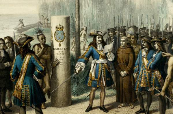 Sieur de La Salle claims the Mississippi River and its basin for France