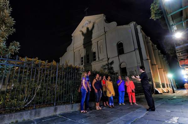 A Ghost tour with a twist! See haunted sites in the French Quarter on this 2-hour small-group ghost tour of New Orleans (max of 22 per group.) This is the only one that features 2 augmented reality experiences created by artist Marcus Brown. Hear ghostly legends and lore from your entertaining guide, who shares eerie tales featured on the History Channel. With its colorful past and unique traditions, it’s no wonder that so many New Orleans’ homes and taverns have been investigated by paranormal investigators! This walking tour includes 2 augmented reality experiences with more in development. Gray Line commissioned native New Orleanian Marcus Brown, a sculptor, painter, inventor, musician and educator whose work includes national and international exhibits and performances. The AR exhibits are compatible with iPhone or iPad. It is not necessary to download an app to participate. Guide will offer other viewing options to Android users. Standard data &amp; internet usage required.