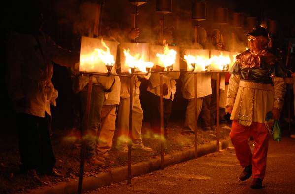 Flambeaux at start of parade