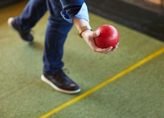 playing bocce at pinstripes op