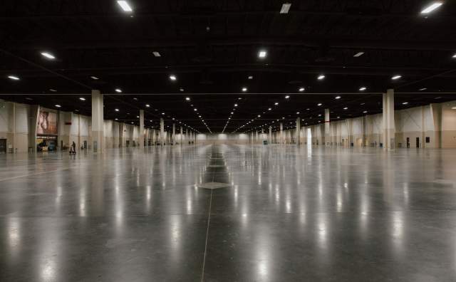 Inside the exhibit halls of Mountain America Expo Center