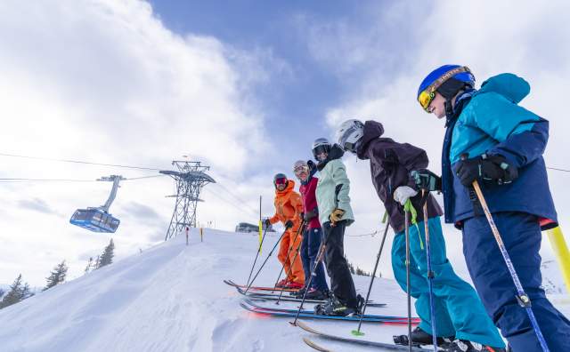 Skiers at Snowbird Resort, UT.