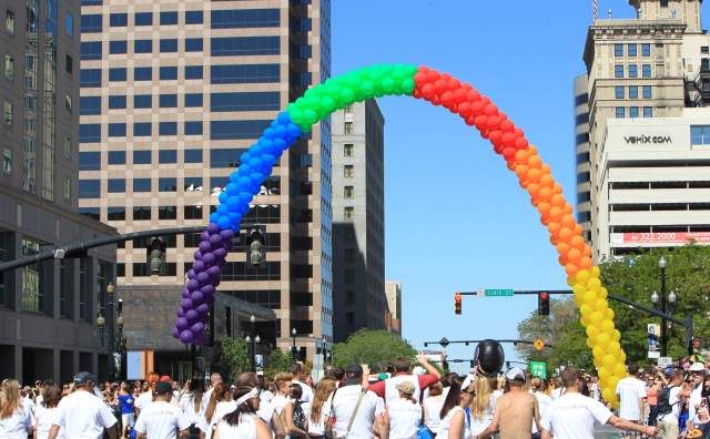 Rainbow Ballon Arch at Pride Festival
