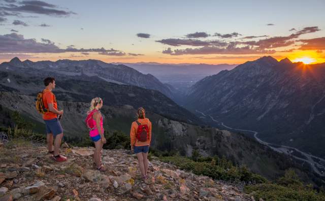 Hiking and Watching a Sunset at Snowbird
