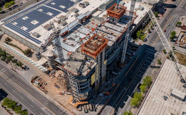 Convention Center Hotel aerial view from the south east