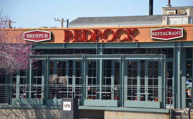 View of Red Rock Brewing Co exterior from across the street