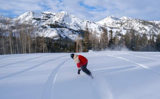 Snowboarding at Brighton Resort, UT.
