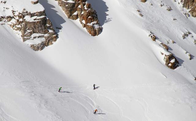 Skiers enjoy Ballroom’s stunning views and intermediate, sweeping trail.