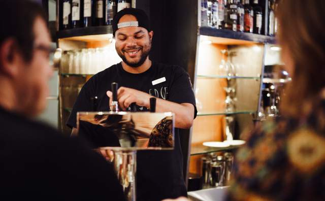 Bartender at Desert Edge Brewery