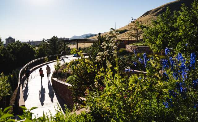 Couple Walking On Sunny Path At Red Butte Gardens