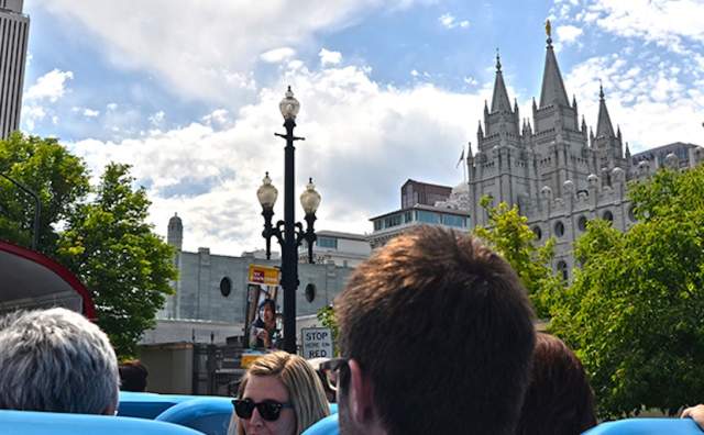 US Bus tour in downtown Salt Lake