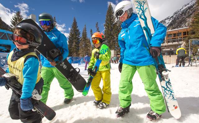 Kids taking lessons at Snowbird's Mountain School