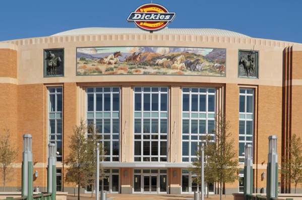 The front of Dickies Arena in Fort Worth, TX