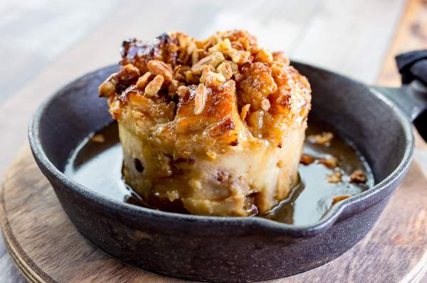 TASTE restaurant Bread pudding dessert in skillet
